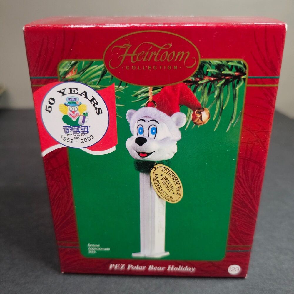 Pez Polar Bear Holiday Ornament Carlton Cards Open Box 2002